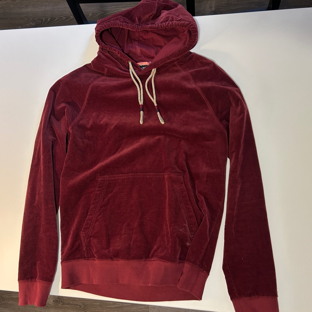 Scotch & Soda Men's Corduroy Velour Hoodie in Burgundy